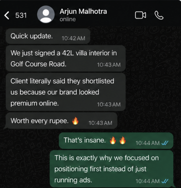 Client feedback screenshot 1